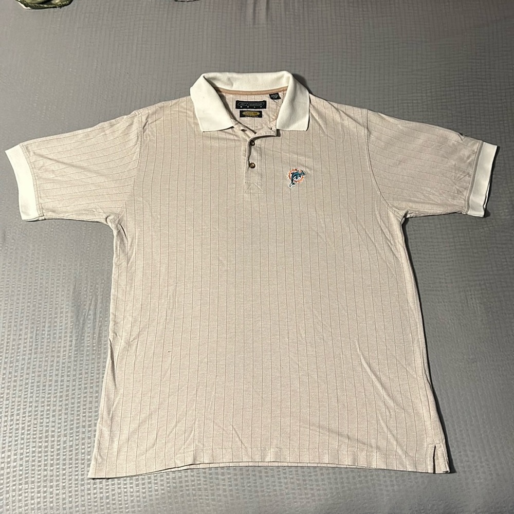 Vintage Reebok Miami Dolphins embroidered cream polo